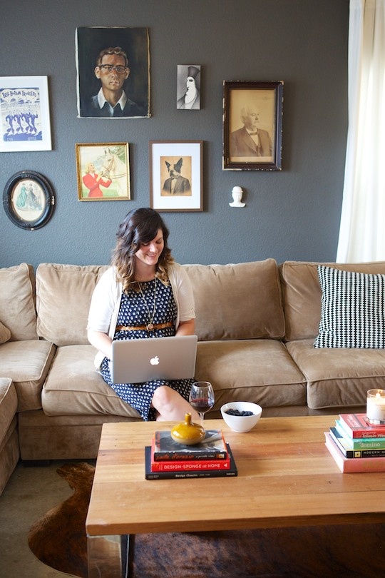 Chick on Computer on Sofa